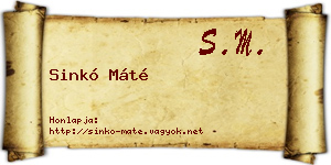 Sinkó Máté névjegykártya